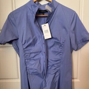 Lafayette 148 New York short sleeve button down blouse size 12 Lilac